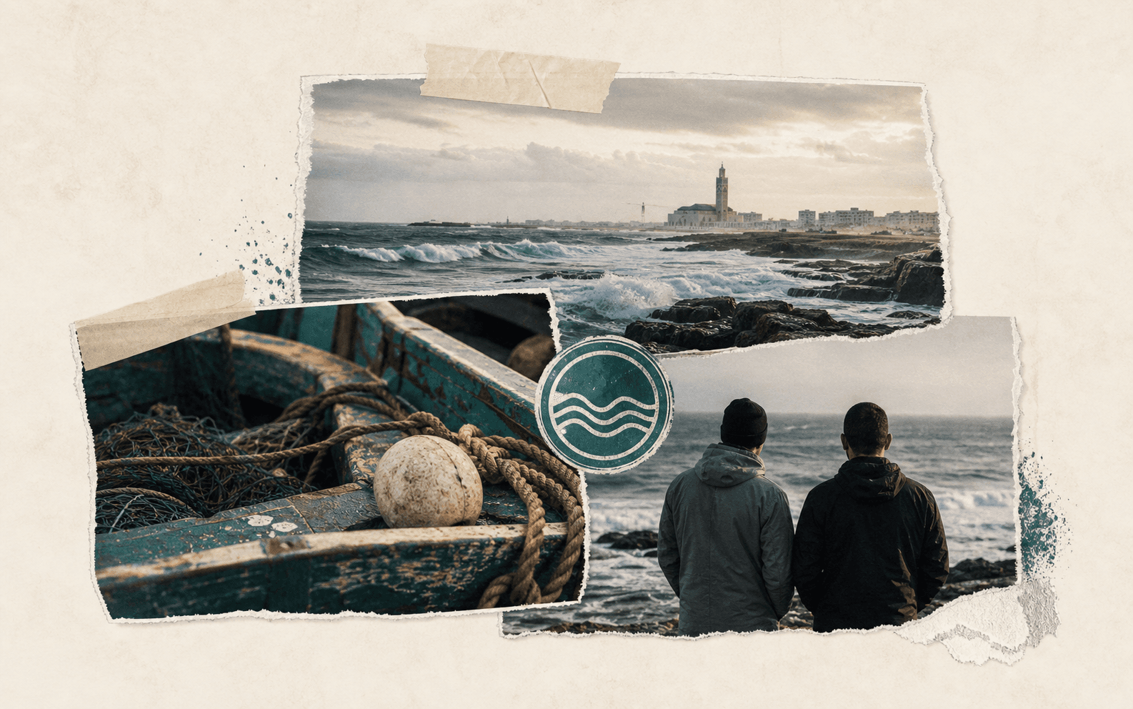 Casablanca Atlantic coast, fishing boat details, and the Fishing Waves founders